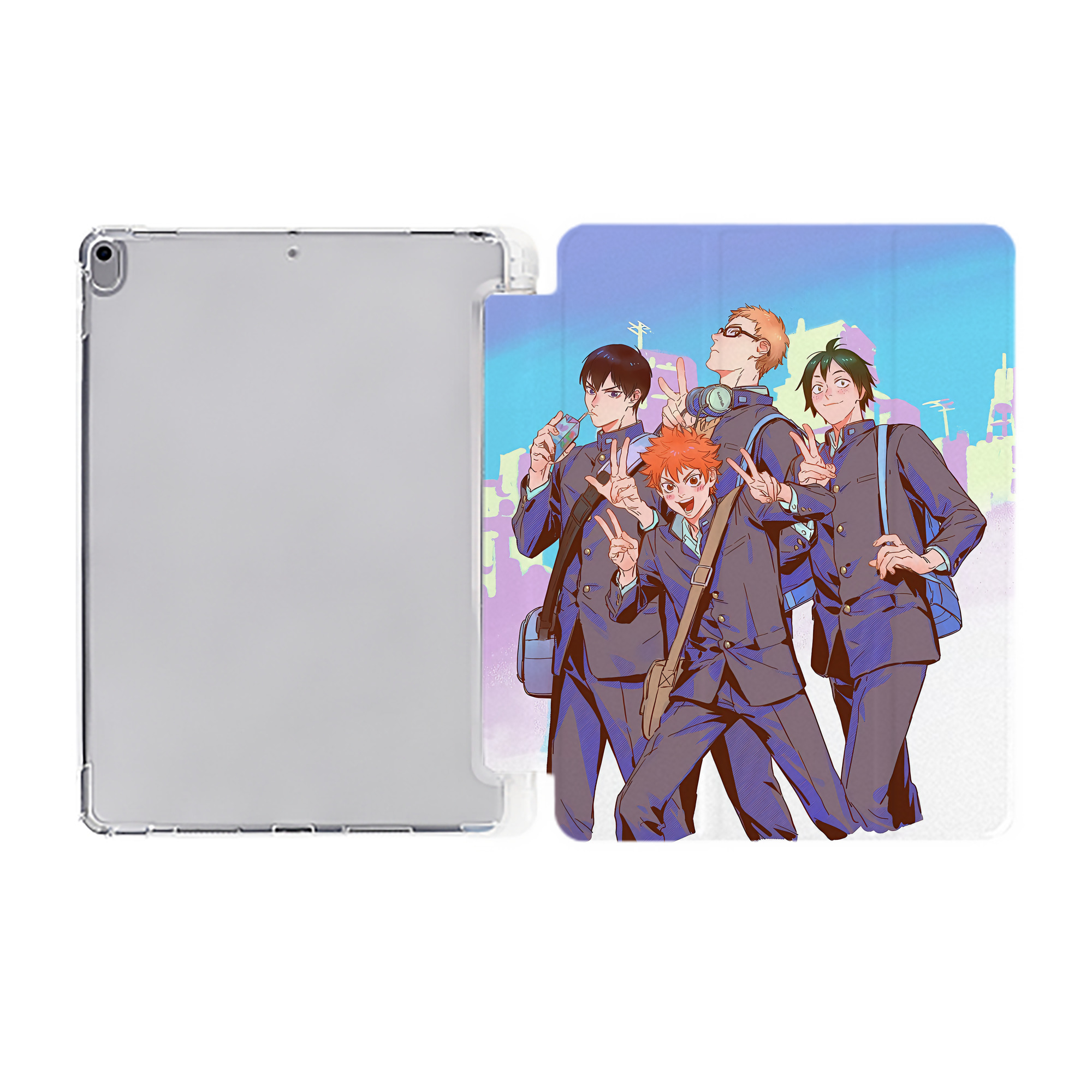 （画像用） ハイキュー!! Haikyu!! IPad ケース ペン収納付き 三つ折りスタンド PUレザー×シリコン 対応機種9.5/10.5/10.9インチ